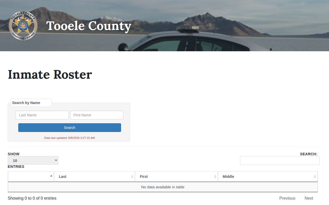 Tooele County current roster without a 72-hour release filter