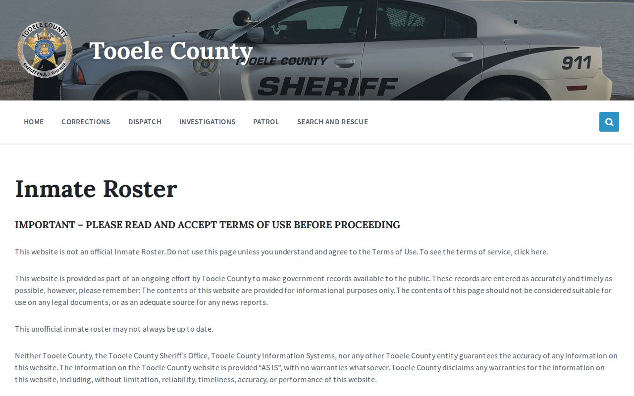 Tooele County roster terms for unofficial release data